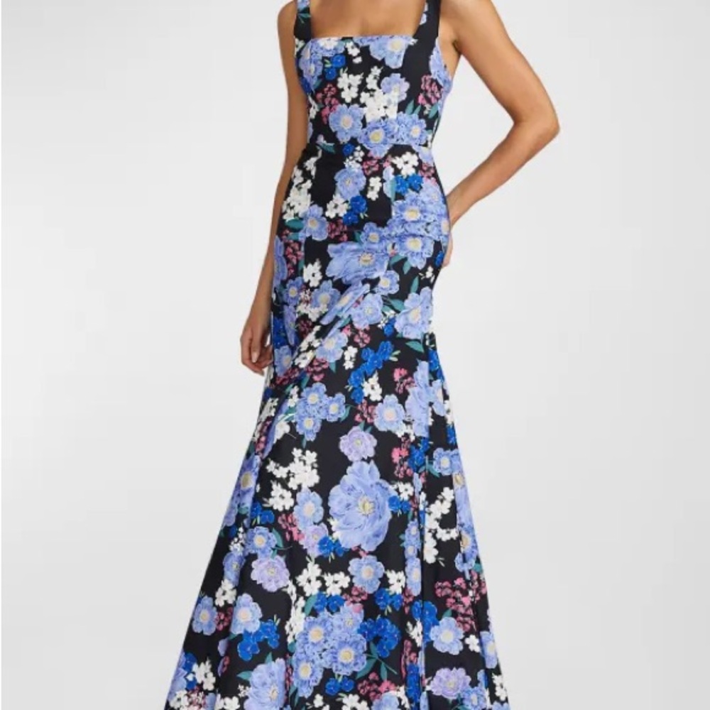 Zac Posen Floral Print Sleeveless Gown